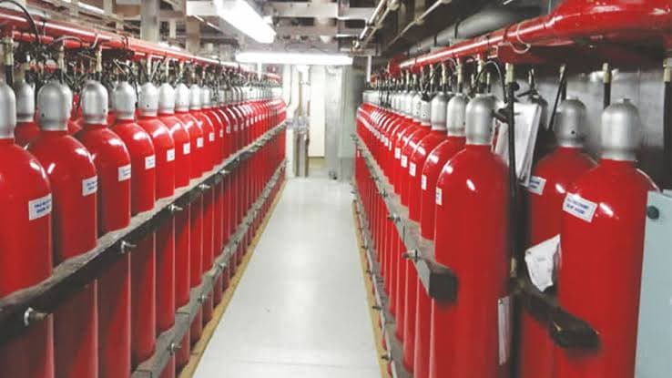 Sala de Armazenamento de Cilindros de CO2. Fonte: Bucka